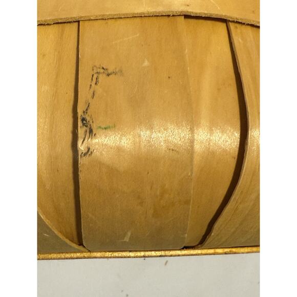 Farmhouse Autumn Wood Basket Leather Handles, Fall, Apple Container Organization - Picture 10 of 11